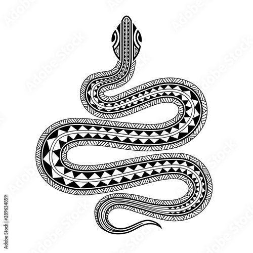 Snake tattoo sketch maori style. Chinese Zodiac snake sighn.