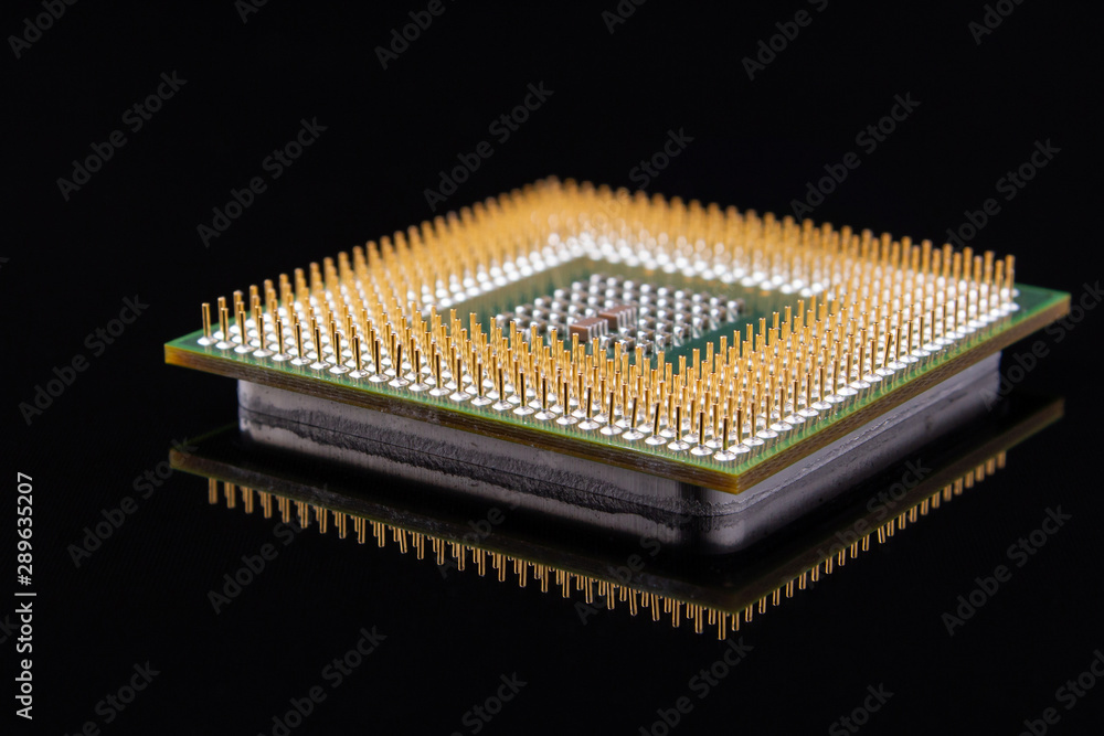 PC processor on black background. PC components. PC processor on black background. PC components.
