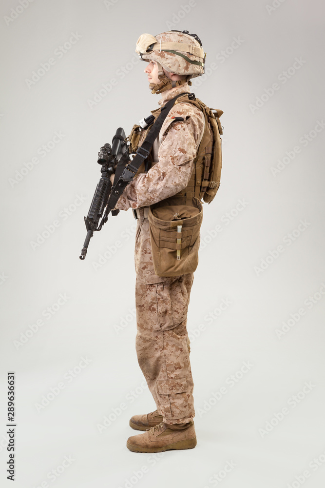 United States Army marines ranger with assault rifle United States Army marines ranger with assault rifle