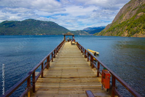 Rio Negro, Argentina - December 16 2015: Nahuel Huapi Lake pier