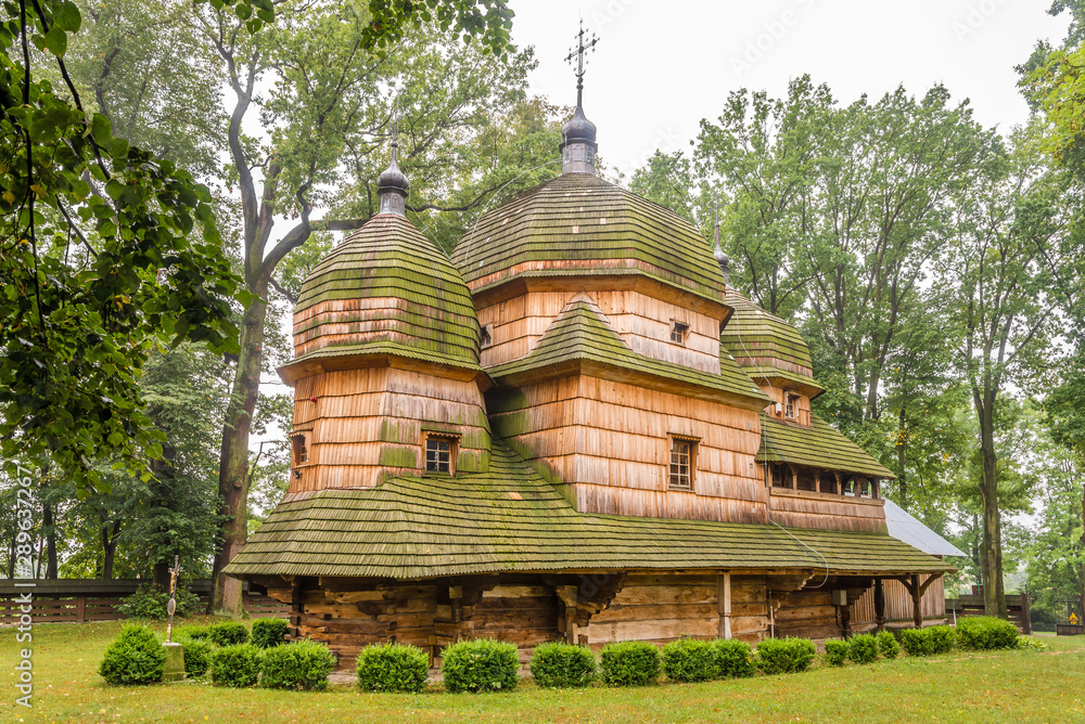 View at the Wooden Church Mother of God in Chotyniec village - Poland