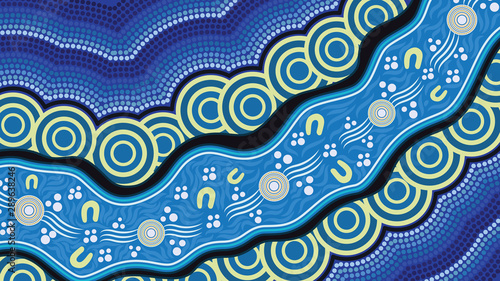 Illustration based on aboriginal style of dot background.
