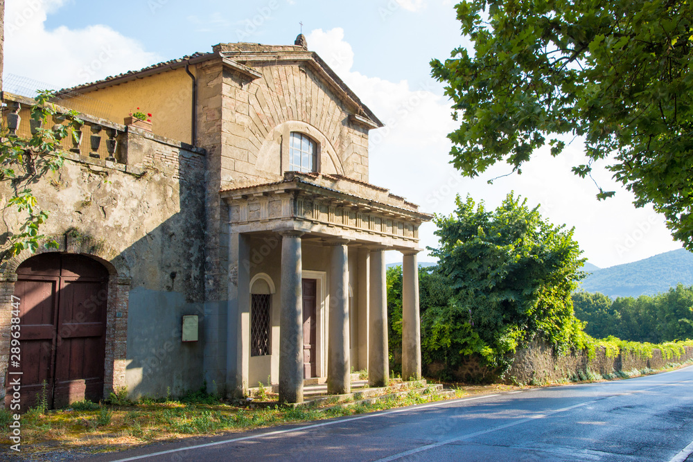 The Malignano farm chapel (19th century) near Siena in Tuscany, Italy