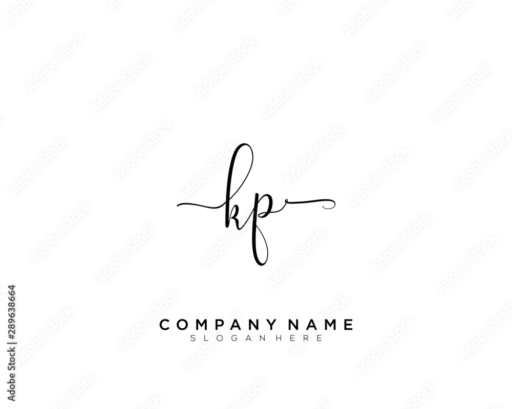 K P KP Initial handwriting logo vector	 - obrazy, fototapety, plakaty 