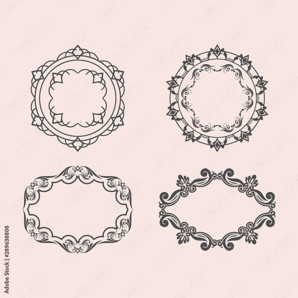 Set of Vintage Decorations Elements. Flourishes Calligraphic Ornaments and Frames