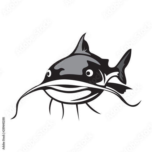 Front view swimming catfish logo design inspiration