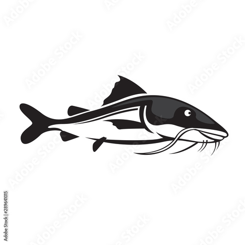flat side view catfish logo design inspiration