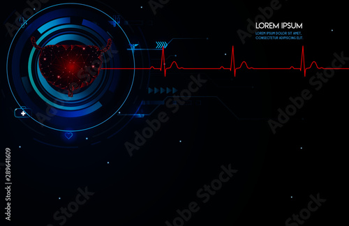 Human bladder and treatment science concept. Future science technology red and blue abstract background. A concept hospital for wallpaper and web. Vector illustration