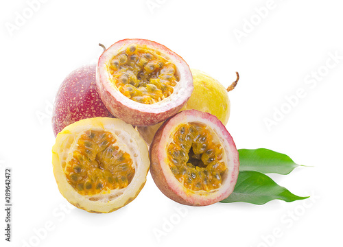 Fresh passion fruit isolated on a white background.