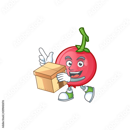 With box cartoon lovi lovi fruit with mascot photo