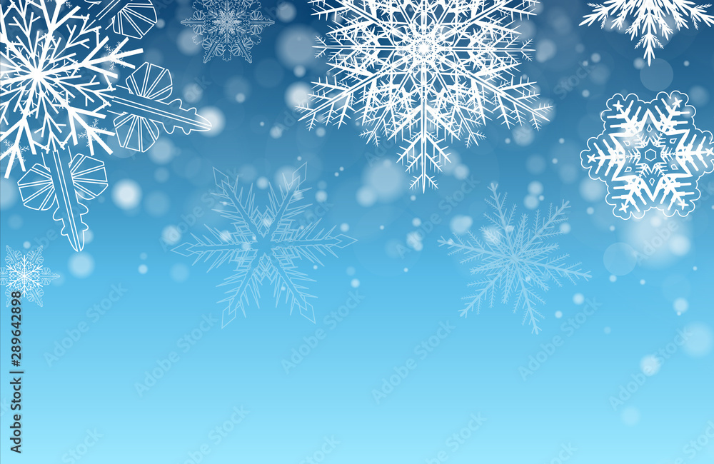 Christmas background with snowflakes winter blue