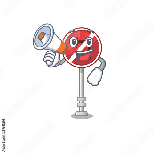 With megaphone no left turn on the mascot