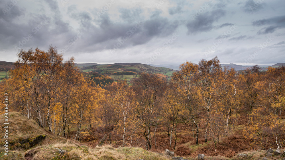 Stunning Autumn Fall landscape scene from Surprise View in Peak District in England