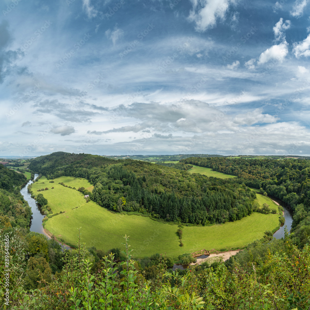 Stunning Summer landscape of view from Symonds Yat over River Wye in English and Welsh countryside