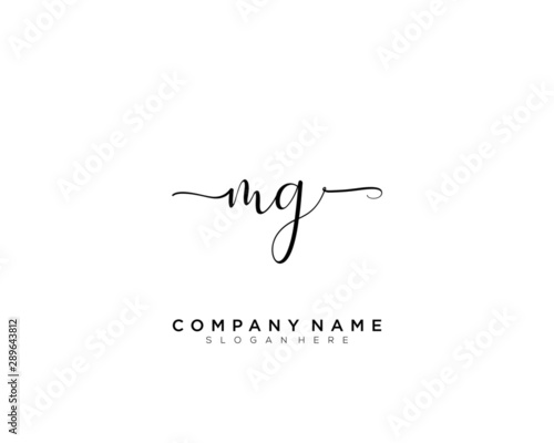 M G MG Initial handwriting logo vector	