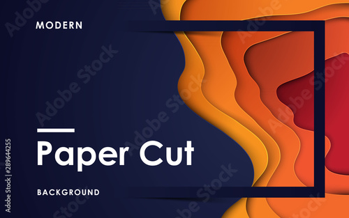 Modern abstract orange paper cut background