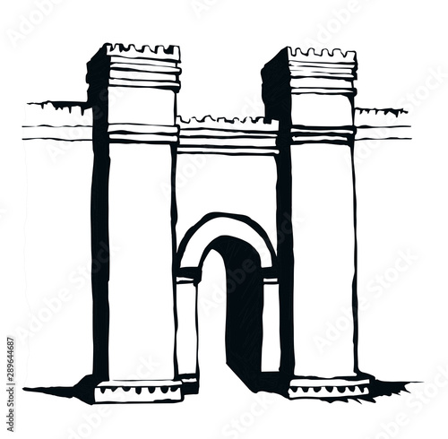 Babylonian Gate. Vector drawing scene
