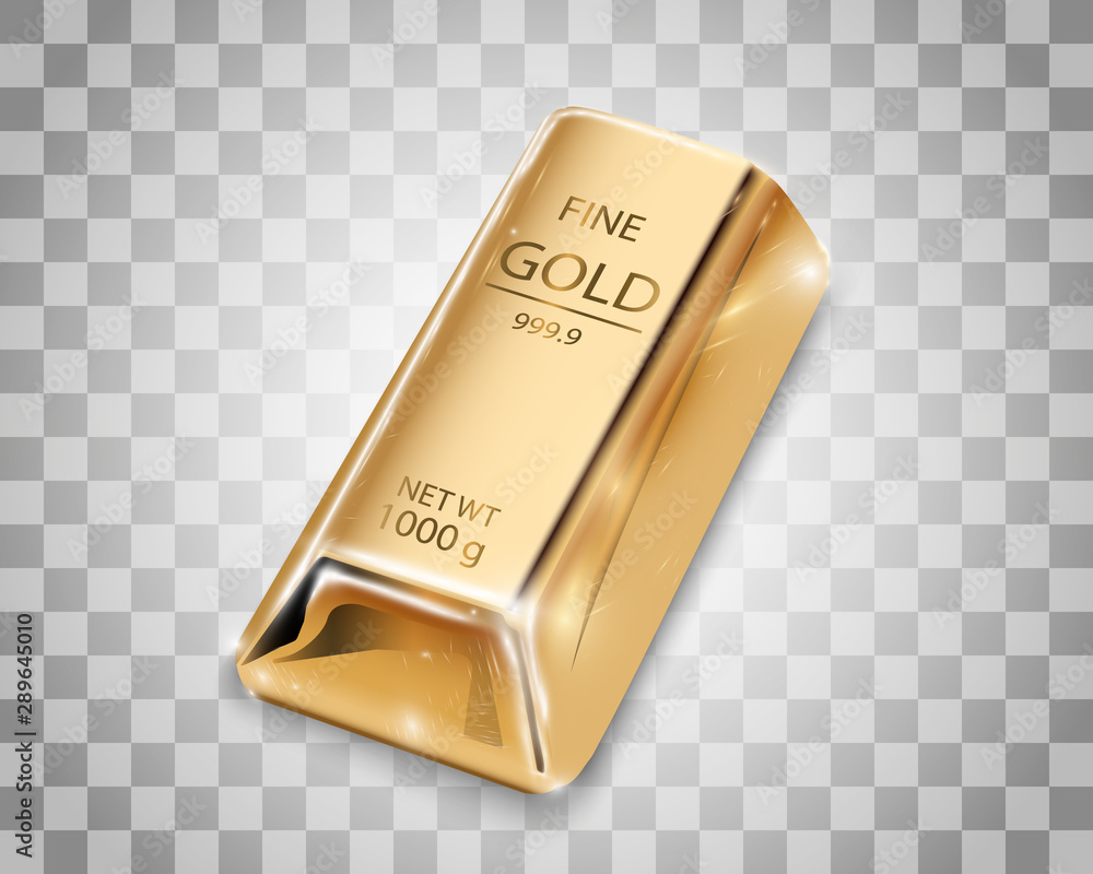 Gold bar isolated on transparent background. N Gold bar isolated on transparent background. N