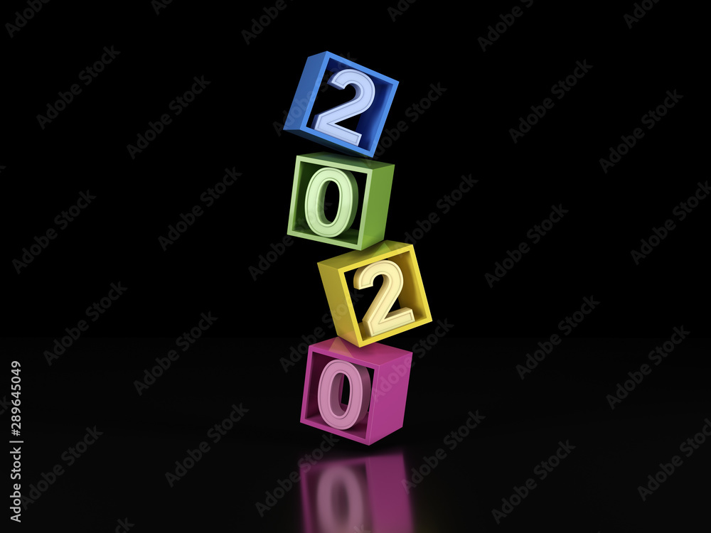 New Year 2020 Creative Design Concept - 3D Rendered Image New Year 2020 Creative Design Concept - 3D Rendered Image