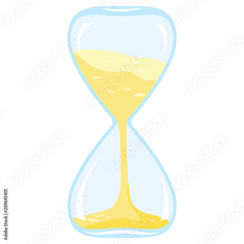 Vector illustration of flat style cartoon design closeup colored time icon - hourglass isolated on white background.