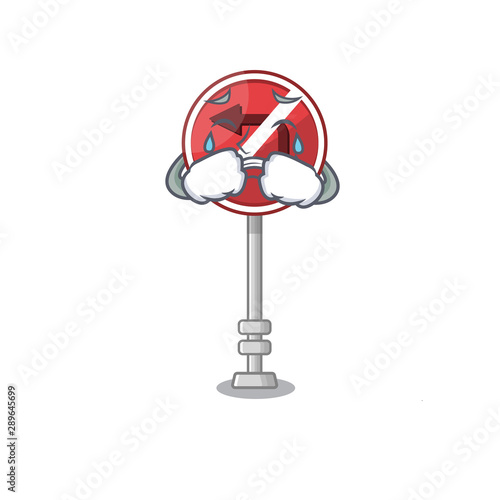 Crying no left turn with cartoon shape