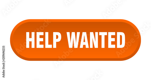 help wanted button. help wanted rounded orange sign. help wanted