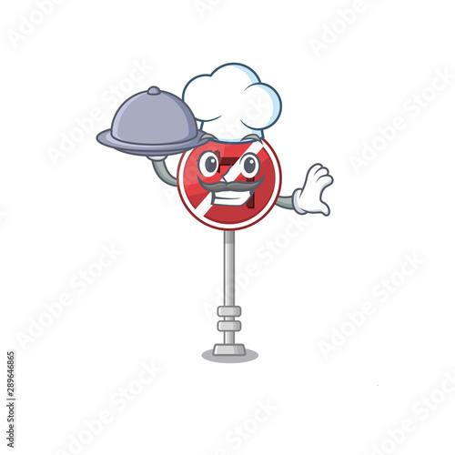 Chef with food no left turn with cartoon shape