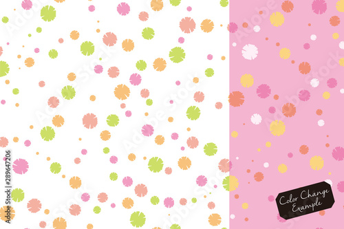Pattern swatche, Floral contour polka dots (warm colors).