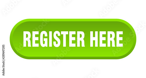 register here button. register here rounded green sign. register here