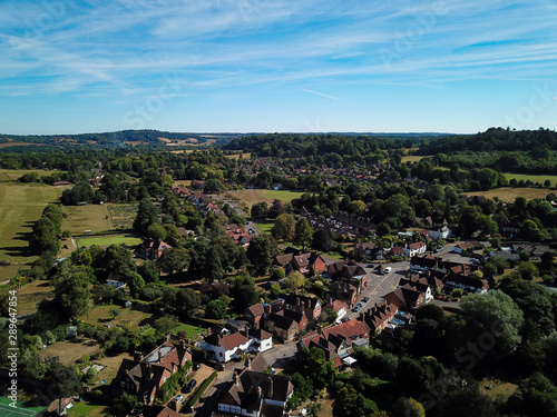 Aerial view of a small village in the south of England photo