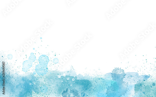 Blue Paint Watercolor border isolated on white