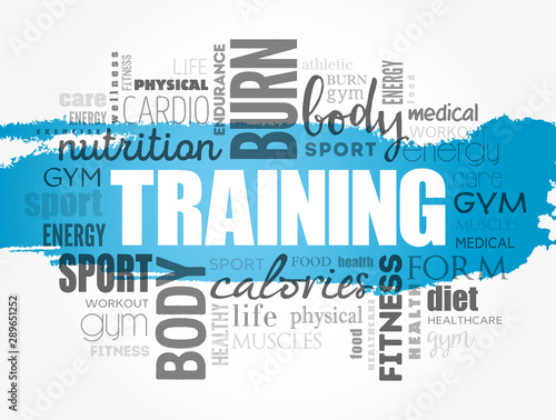 TRAINING word cloud, fitness, sport, health concept background