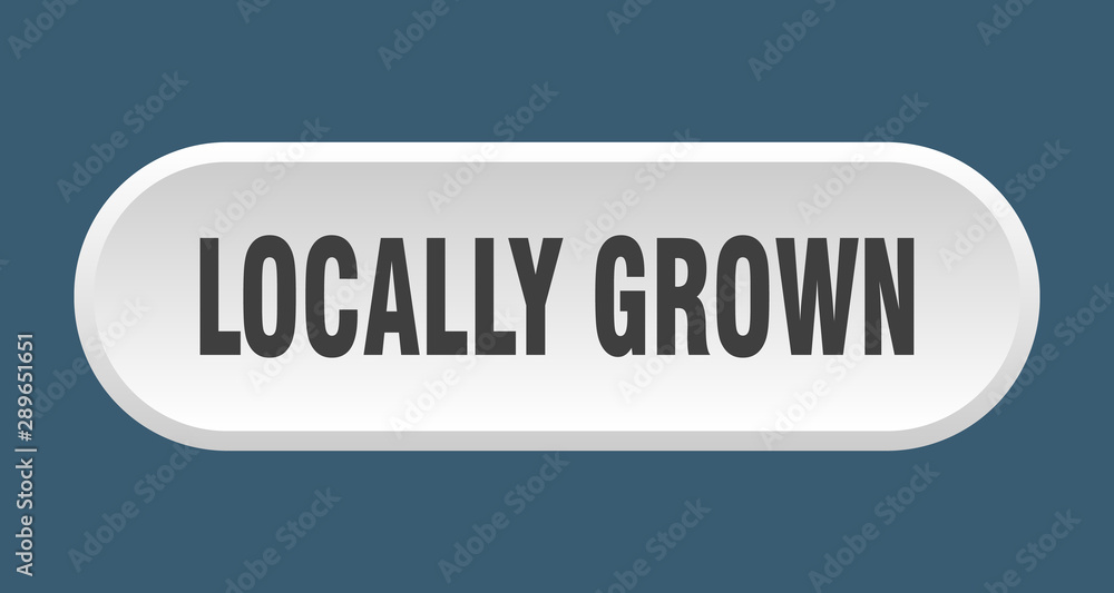 locally grown button. locally grown rounded white sign. locally grown