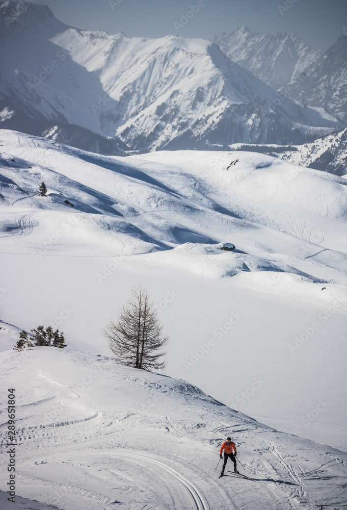 Alpes d'Huez en hiver: ski de fond en altitude