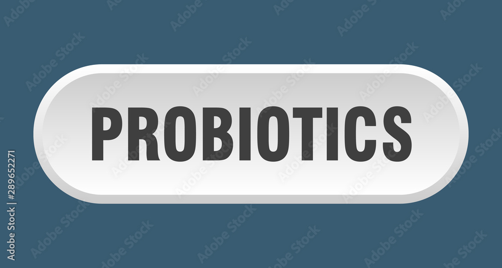probiotics button. probiotics rounded white sign. probiotics