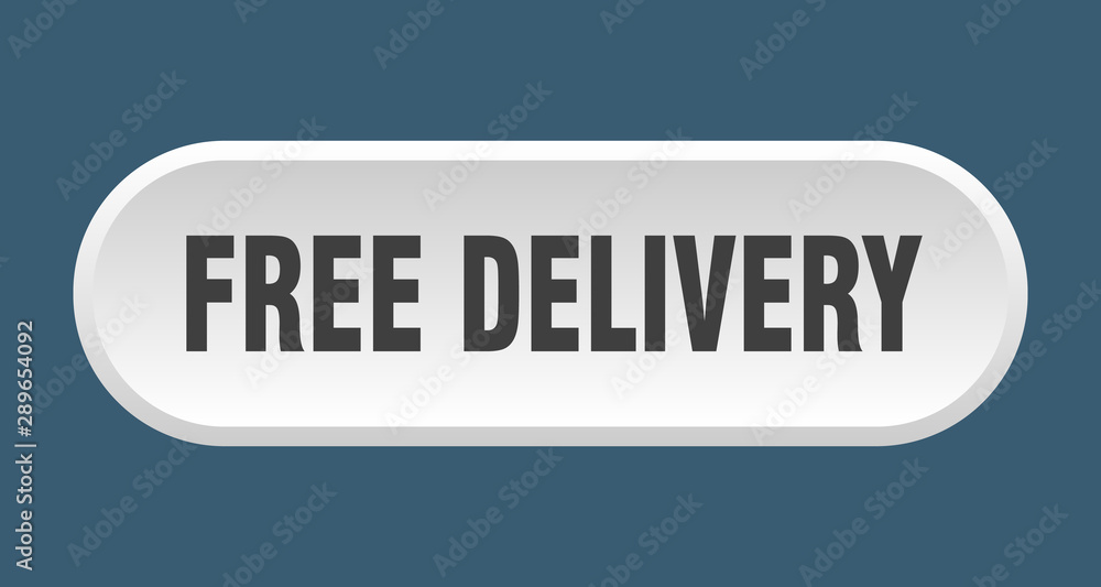 free delivery button. free delivery rounded white sign. free delivery