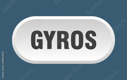 gyros button. gyros rounded white sign. gyros