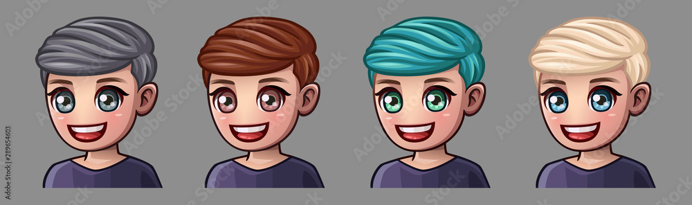 Fototapeta premium Emotion icons smile man for social networks and stickers. Vector illustration