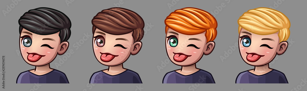 Emotion icons winks man for social networks and stickers. Vector illustration Emotion icons winks man for social networks and stickers. Vector illustration