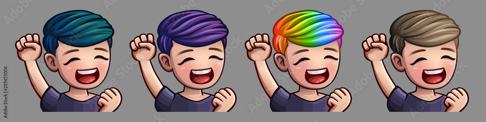 Emotion icons smile happy man for social networks and stickers. Vector illustration