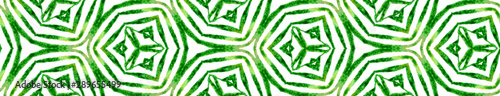 Green handdrawn Seamless Border Scroll. Geometric 