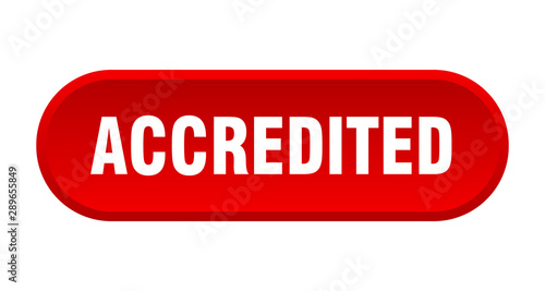 accredited button. accredited rounded red sign. accredited