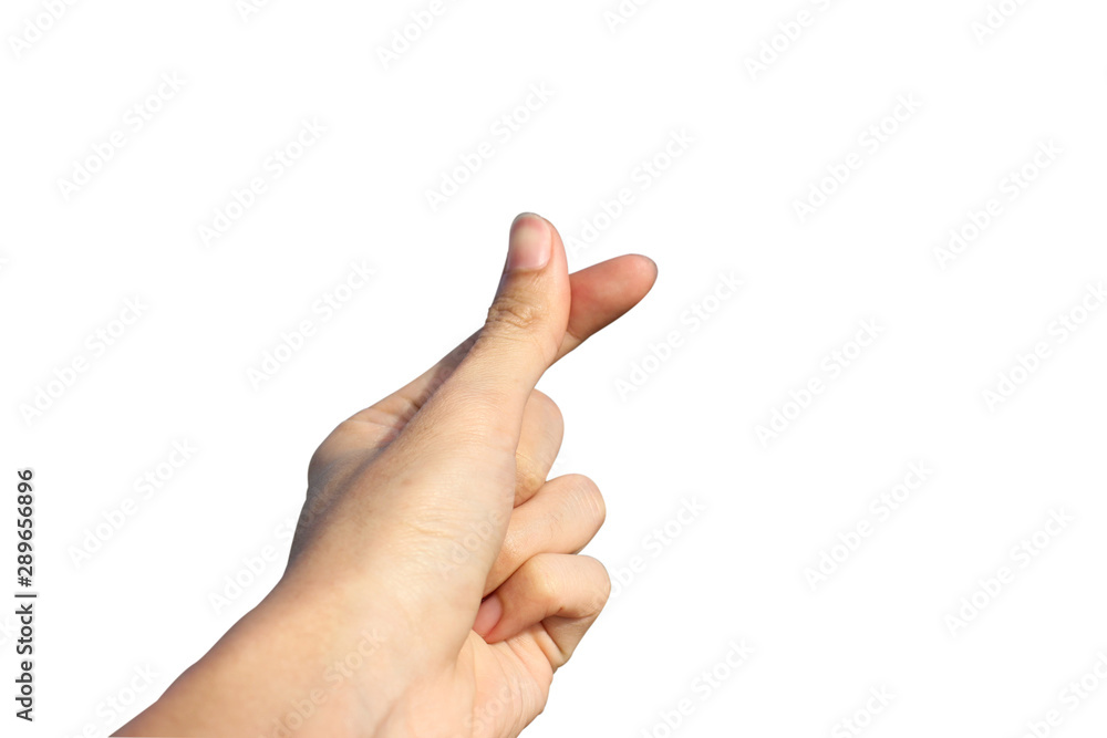 hand with mini heart finger isolated on white background hand with mini heart finger isolated on white background