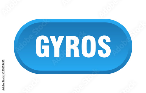 gyros button. gyros rounded blue sign. gyros