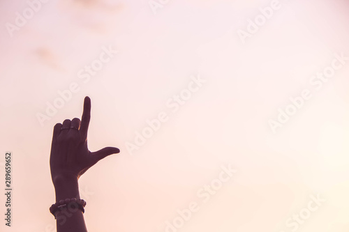 Hand make L letter for 