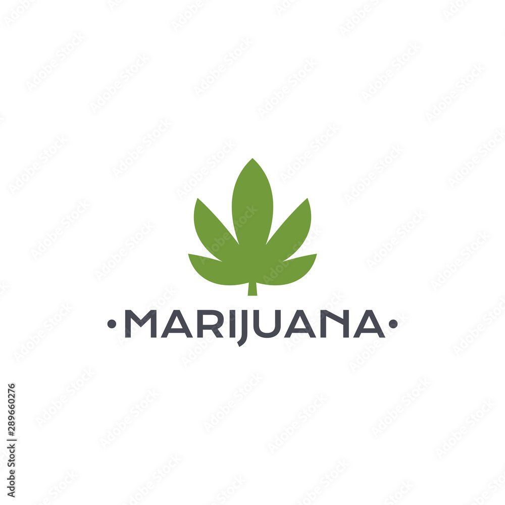 Medical marijuana and cannabis logo vector, green hemp leaves