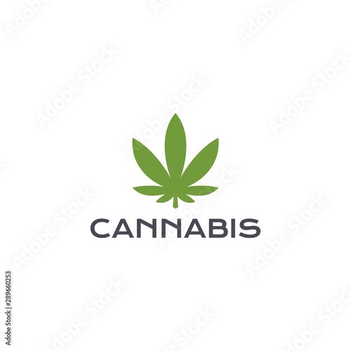 Medical marijuana and cannabis logo vector, green hemp leaves