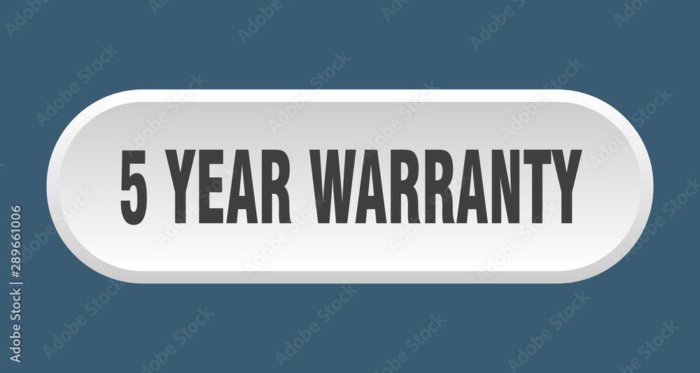 5 year warranty button. 5 year warranty rounded white sign. 5 year warranty