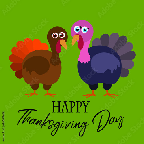  Turkey bird, flat, vector illustration