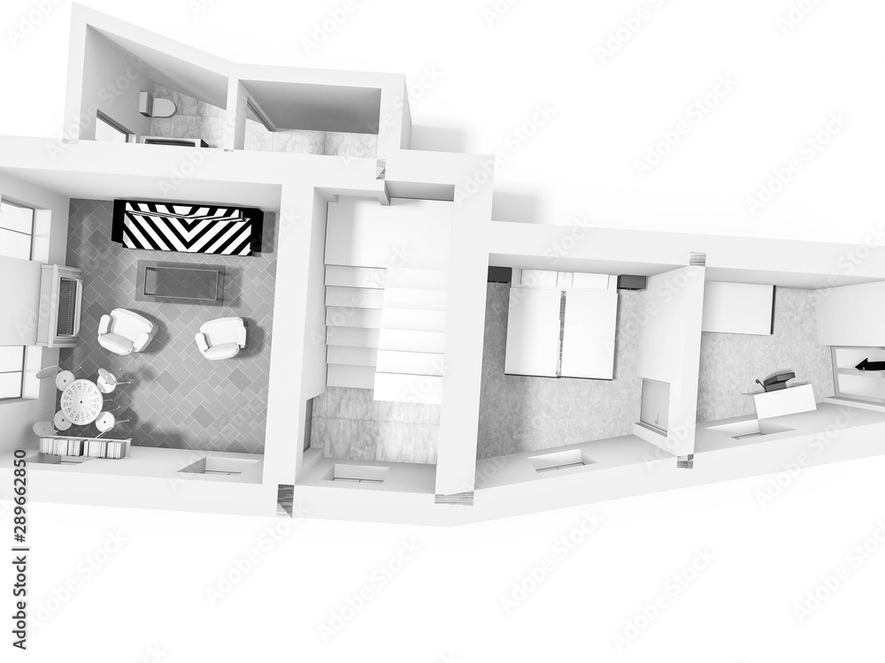 Floor plan 3d with the furniture. Modern plan of the house. Floor plan 3d with the furniture. Modern plan of the house.